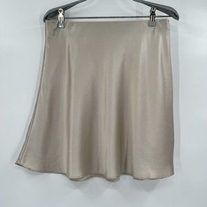 Quince Women's Champagne Silk Satin Mini Skirt sz M Washable Elastic Waist NWOT